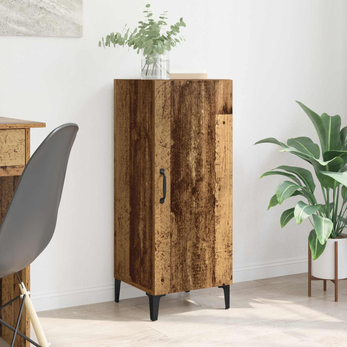 Dressoir Wandgemonteerd Oudhout 34,5 x 34 x 90 cm Bewerkt hout is nu te koop bij PeponiXL, paradijselijk wonen!