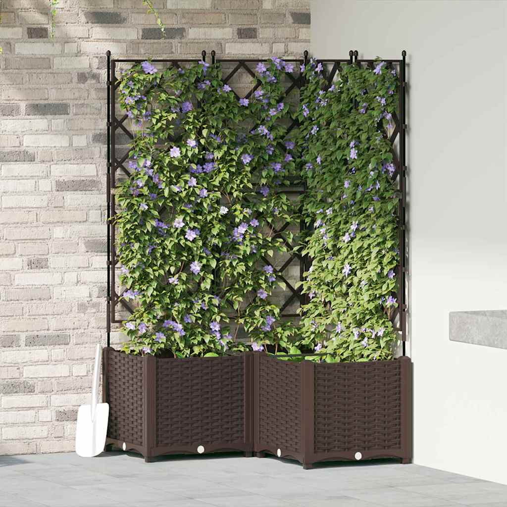 Plantenbak 3 st Bruin 80 x 80 x 143 cm PP is nu te koop bij PeponiXL, paradijselijk wonen!