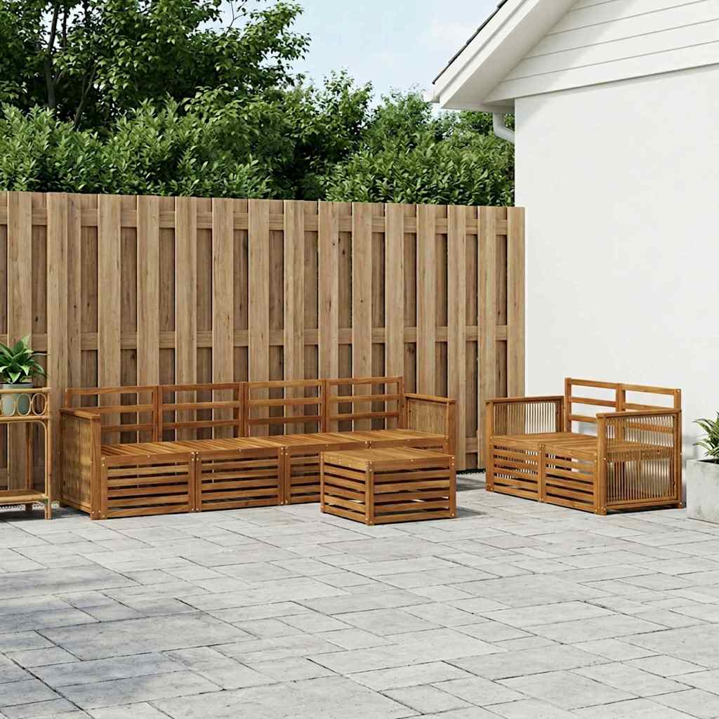 Buiten bankenset 7 pcs Naturel Massief Acaciahout is nu te koop bij PeponiXL, paradijselijk wonen!