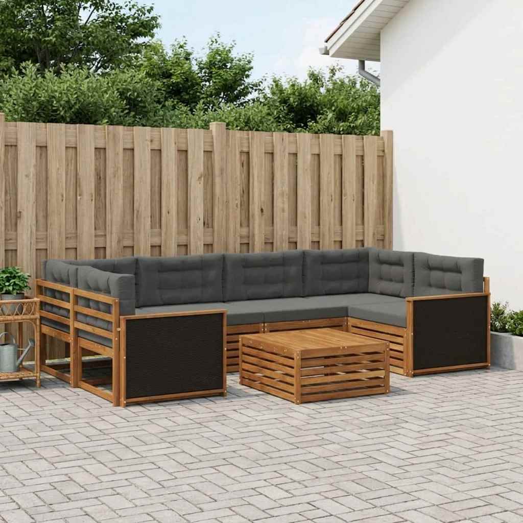 Buiten bankenset 7 pcs Natuurlijk en Antraciet Polyester is nu te koop bij PeponiXL, paradijselijk wonen!