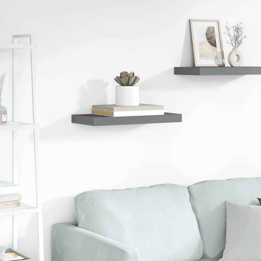 Wandschap zwevend 50x23,5x3,8 cm MDF hoogglans grijs is nu te koop bij PeponiXL, paradijselijk wonen!