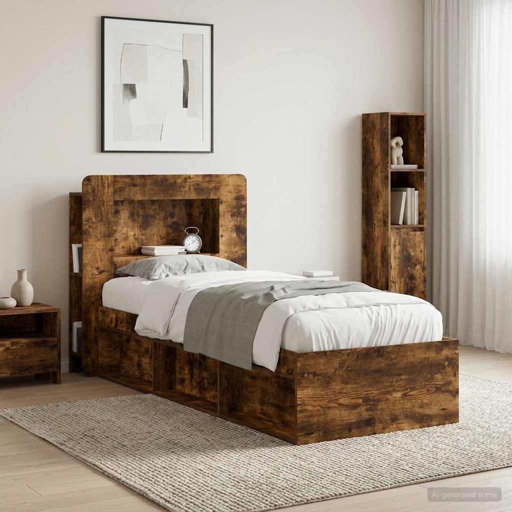 Hoofdbordkast met opslag Gerookt eiken Geconstrueerd hout is nu te koop bij PeponiXL, paradijselijk wonen!