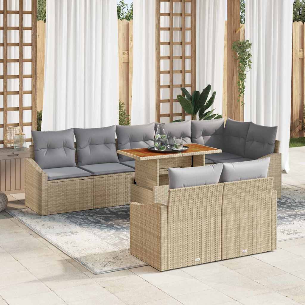 Tuin Sofa Set met opslag 9 pcs Beige Poly riet is nu te koop bij PeponiXL, paradijselijk wonen!
