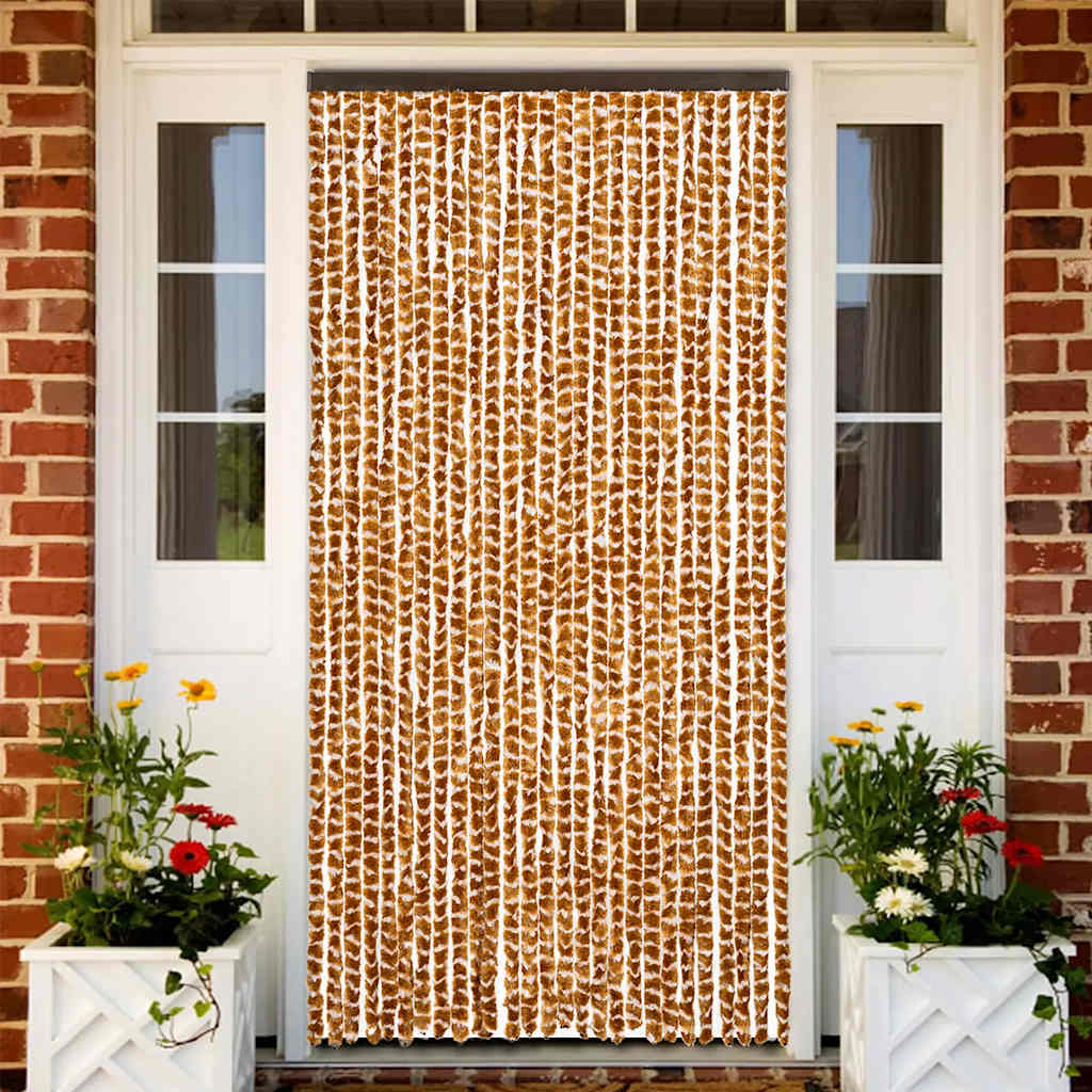 Vliegengordijn 90x200 cm chenille okerkleurig en wit is nu te koop bij PeponiXL, paradijselijk wonen!