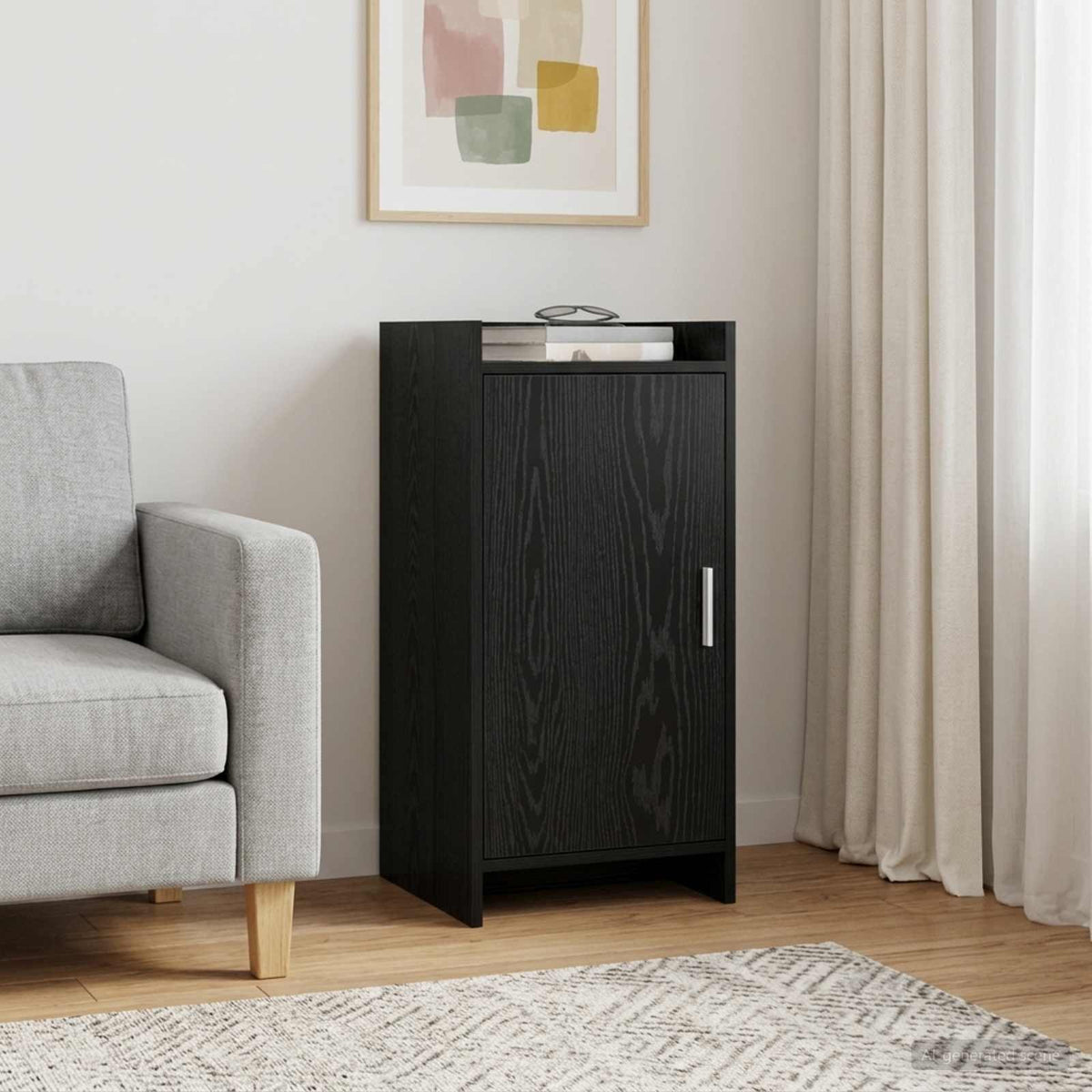 Dressoir Zwart eiken 40 x 36 x 80 cm Bewerkt hout is nu te koop bij PeponiXL, paradijselijk wonen!