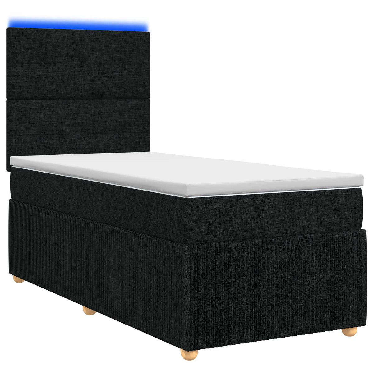 LED Boxspring Bed met Matras Zwart 90 x 190 cm Stof is nu te koop bij PeponiXL, paradijselijk wonen!