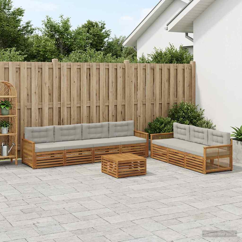 Buiten bankenset met kussen 8 pcs Naturel en lichtgrijs is nu te koop bij PeponiXL, paradijselijk wonen!