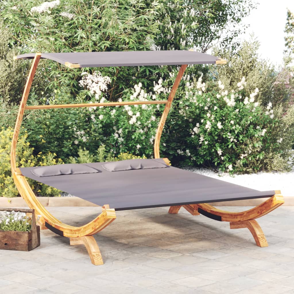 Loungebed met luifel 165x203x138 cm gebogen hout antracietkleur is nu te koop bij PeponiXL, paradijselijk wonen!