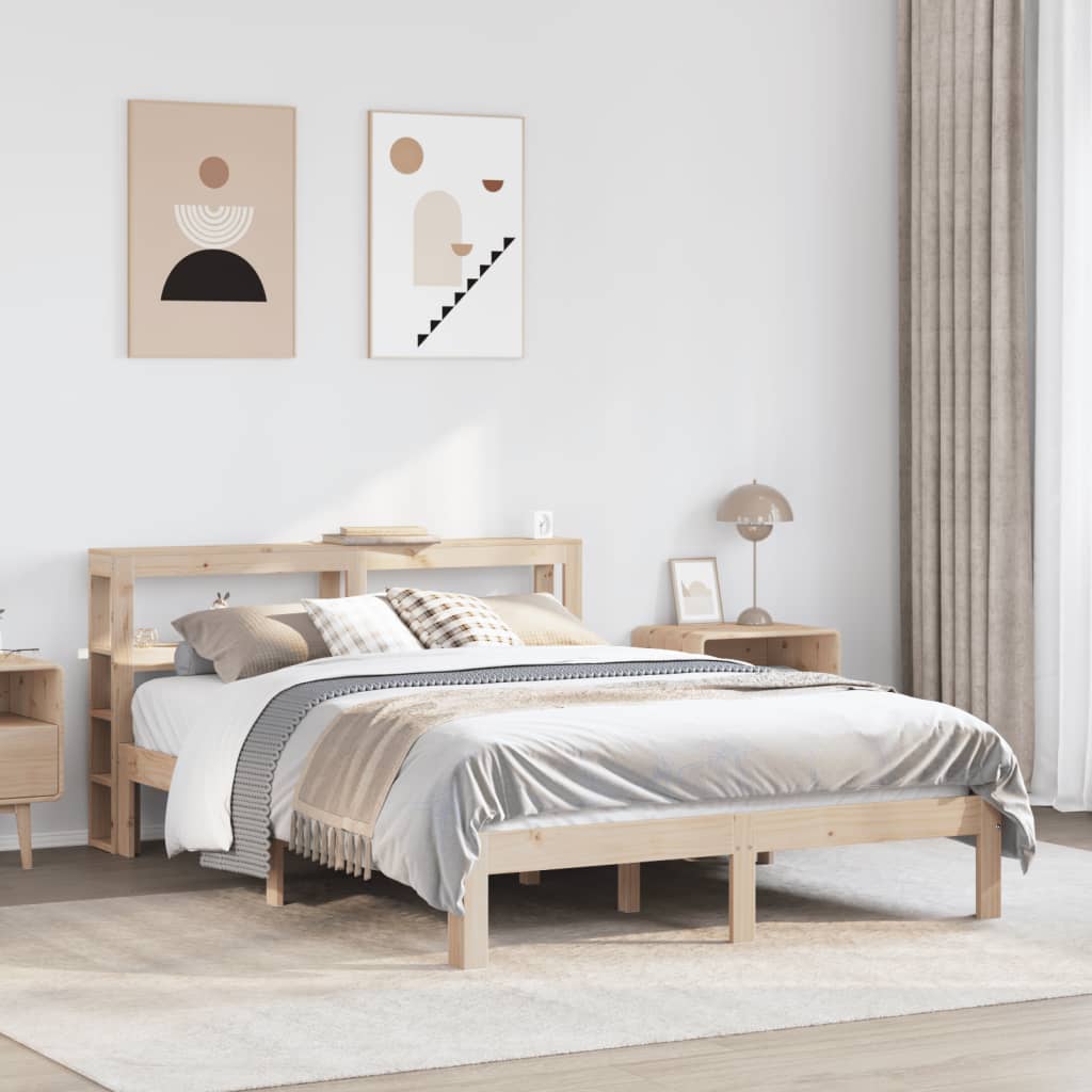 Bedframe met hoofdbord massief grenenhout 160x200 cm is nu te koop bij PeponiXL, paradijselijk wonen!