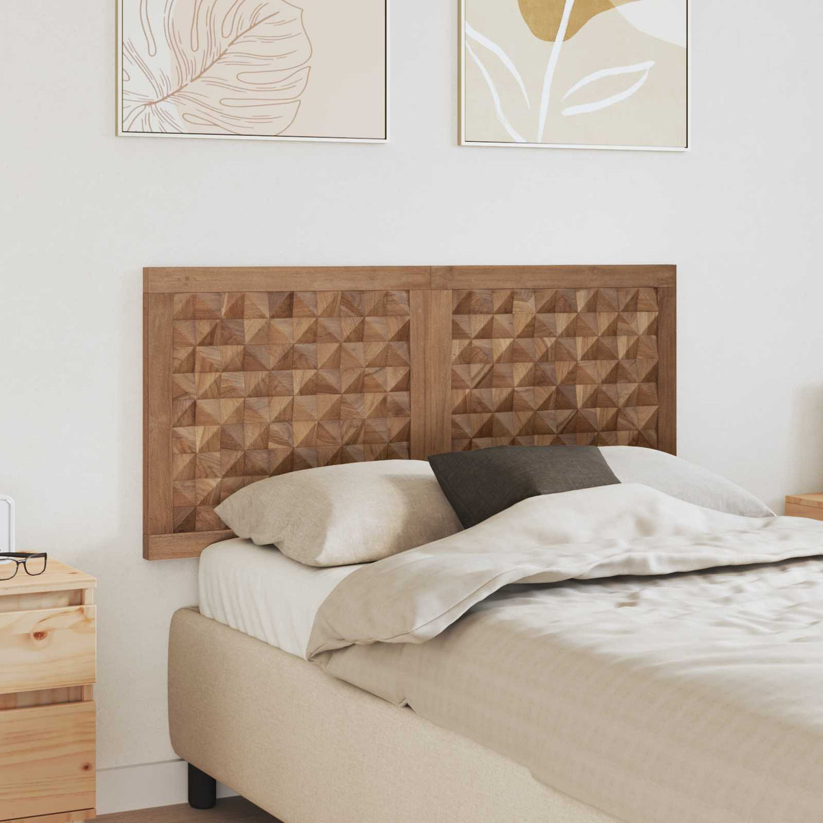 Hoofdbord Wandgemonteerd Naturel 120 cm Massief Teakhout is nu te koop bij PeponiXL, paradijselijk wonen!