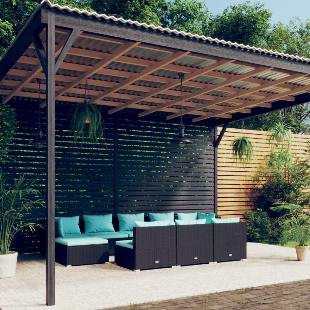 10-delige Loungeset met kussens poly rattan zwart is nu te koop bij PeponiXL, paradijselijk wonen!