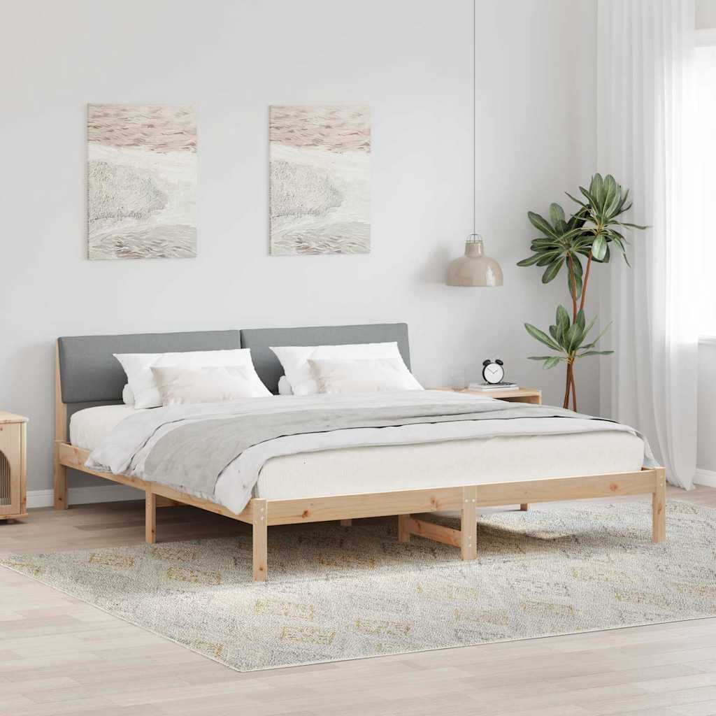 Bedframe Bruin en lichtgrijs 180 x 200 cm Massief grenenhout is nu te koop bij PeponiXL, paradijselijk wonen!