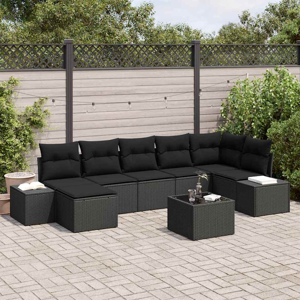 Tuin Sofa Set met kussen met opslag 7 pcs Zwart poly rattan is nu te koop bij PeponiXL, paradijselijk wonen!