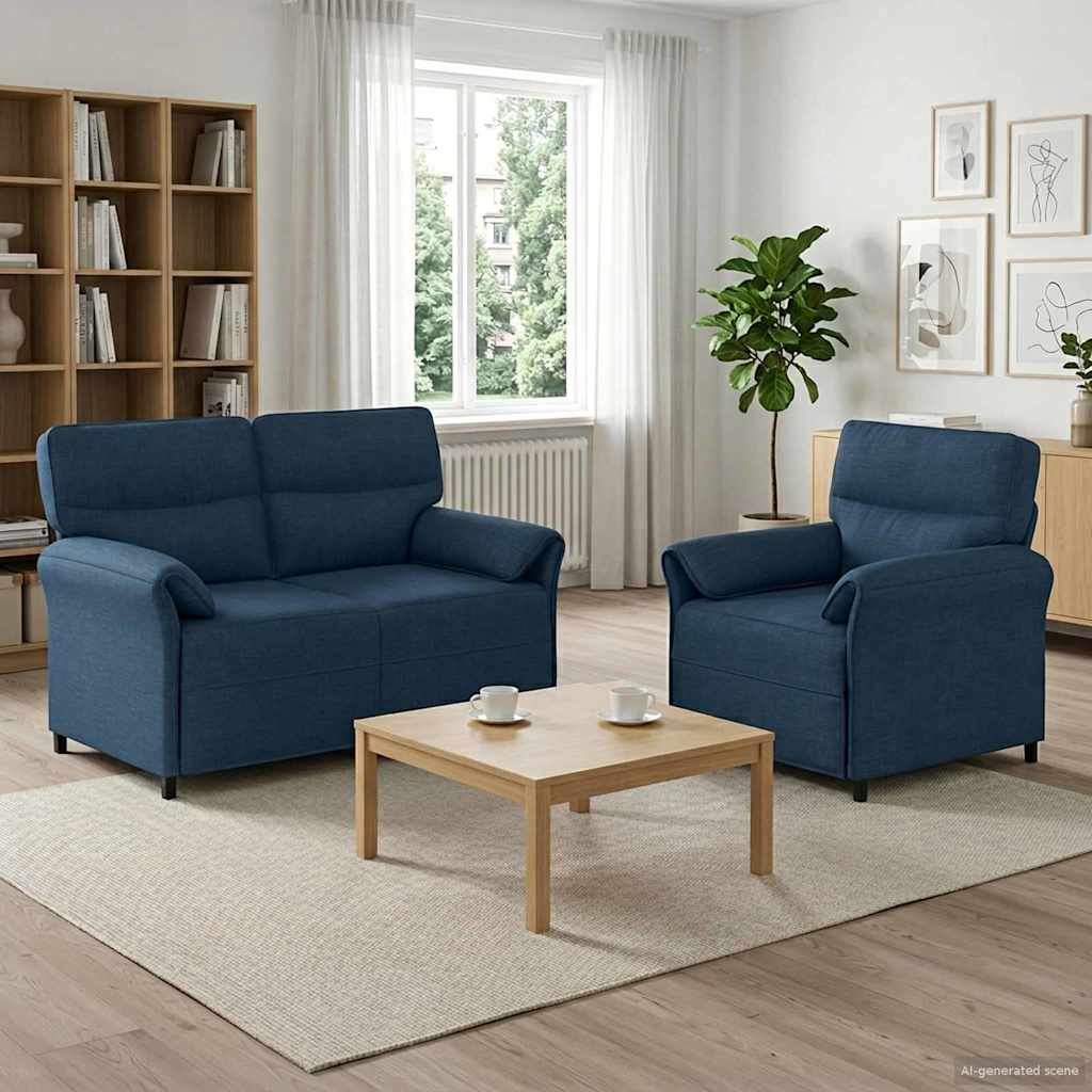 Bankstel 2 st Blauw Stof is nu te koop bij PeponiXL, paradijselijk wonen!