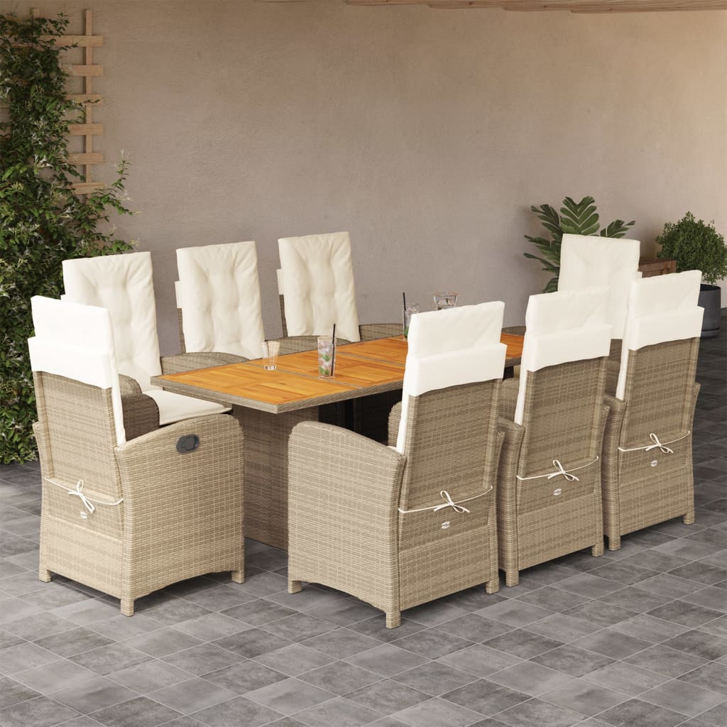 9-delige Tuinset met kussens poly rattan beige is nu te koop bij PeponiXL, paradijselijk wonen!
