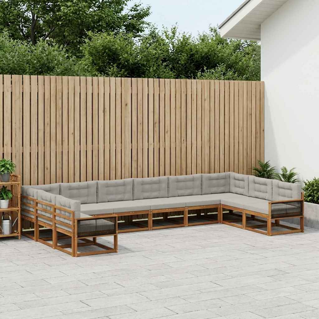 Buiten bankenset met kussen 10 pcs Naturel en lichtgrijs is nu te koop bij PeponiXL, paradijselijk wonen!