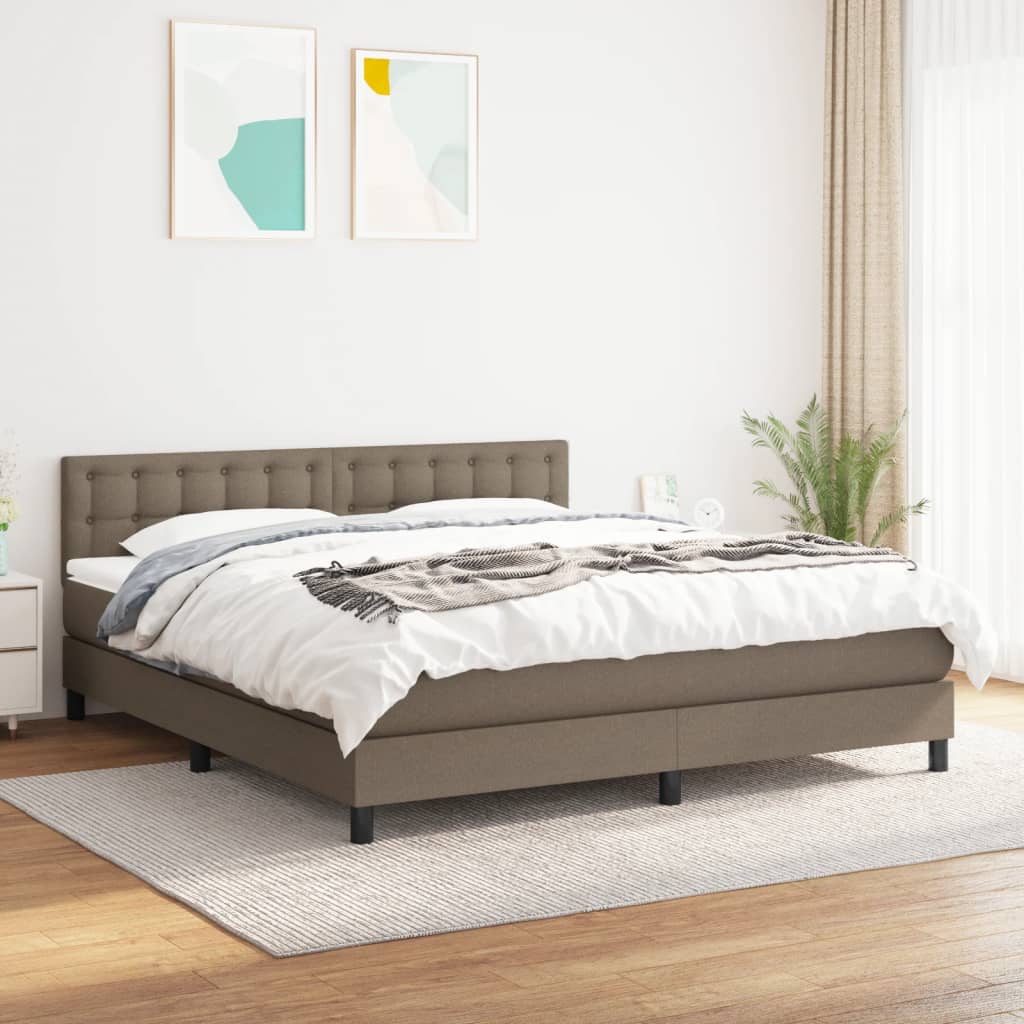 Boxspring met matras stof taupe 160x200 cm is nu te koop bij PeponiXL, paradijselijk wonen!