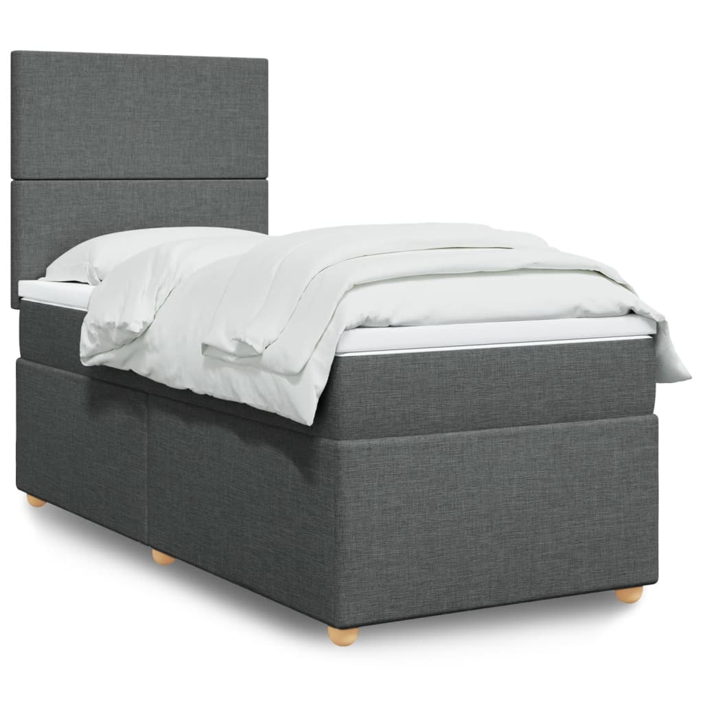 Boxspring met matras stof donkergrijs 90x190 cm is nu te koop bij PeponiXL, paradijselijk wonen!
