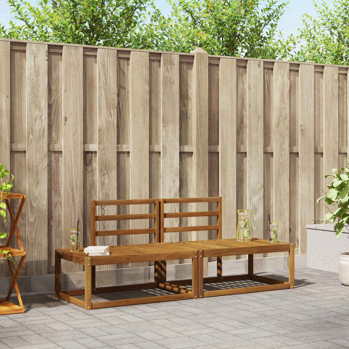 Buiten bankenset 2 pcs Naturel 182,5 x 63 x 73 cm is nu te koop bij PeponiXL, paradijselijk wonen!
