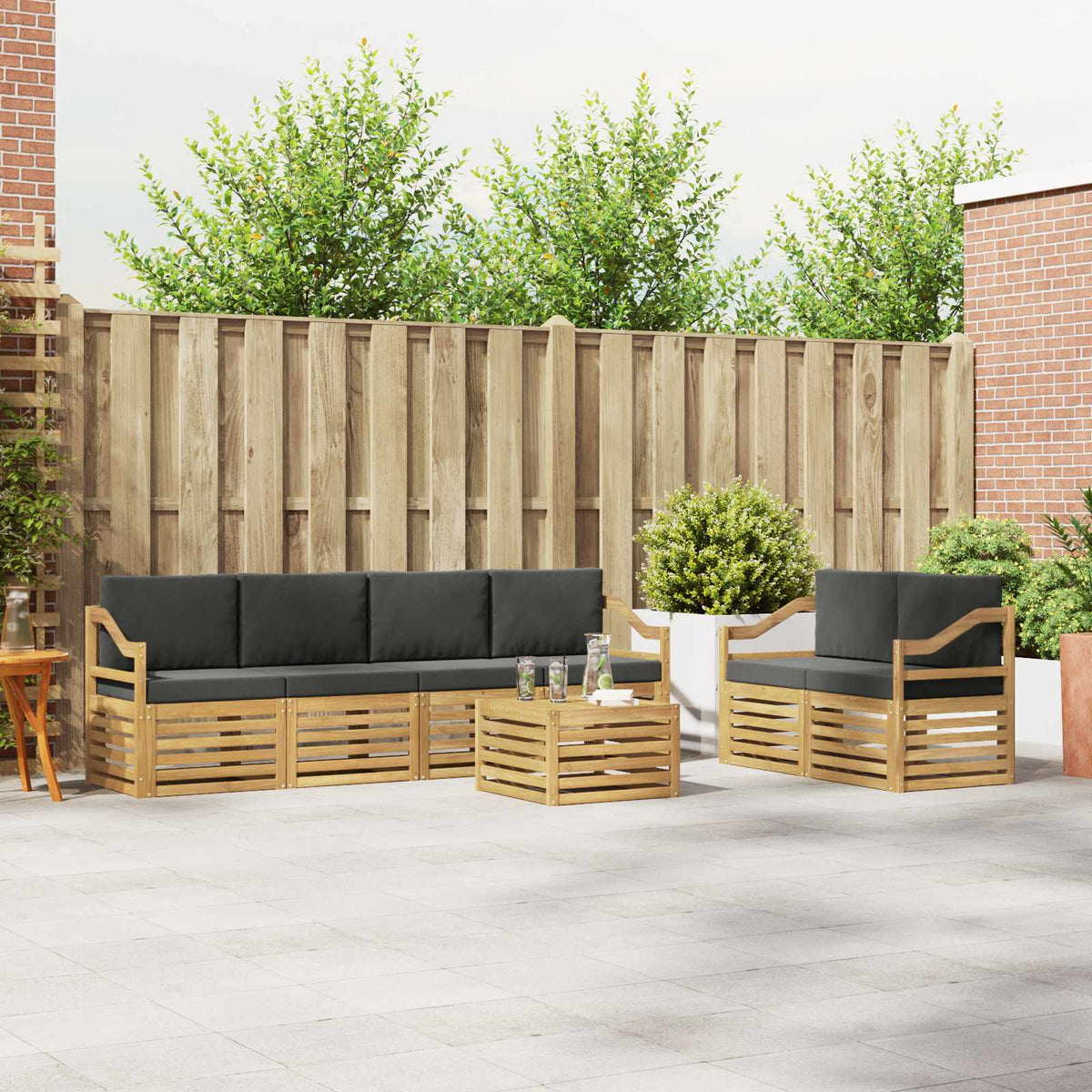 Buiten bankenset 7 pcs Wit en antracietkleurig Polyester is nu te koop bij PeponiXL, paradijselijk wonen!