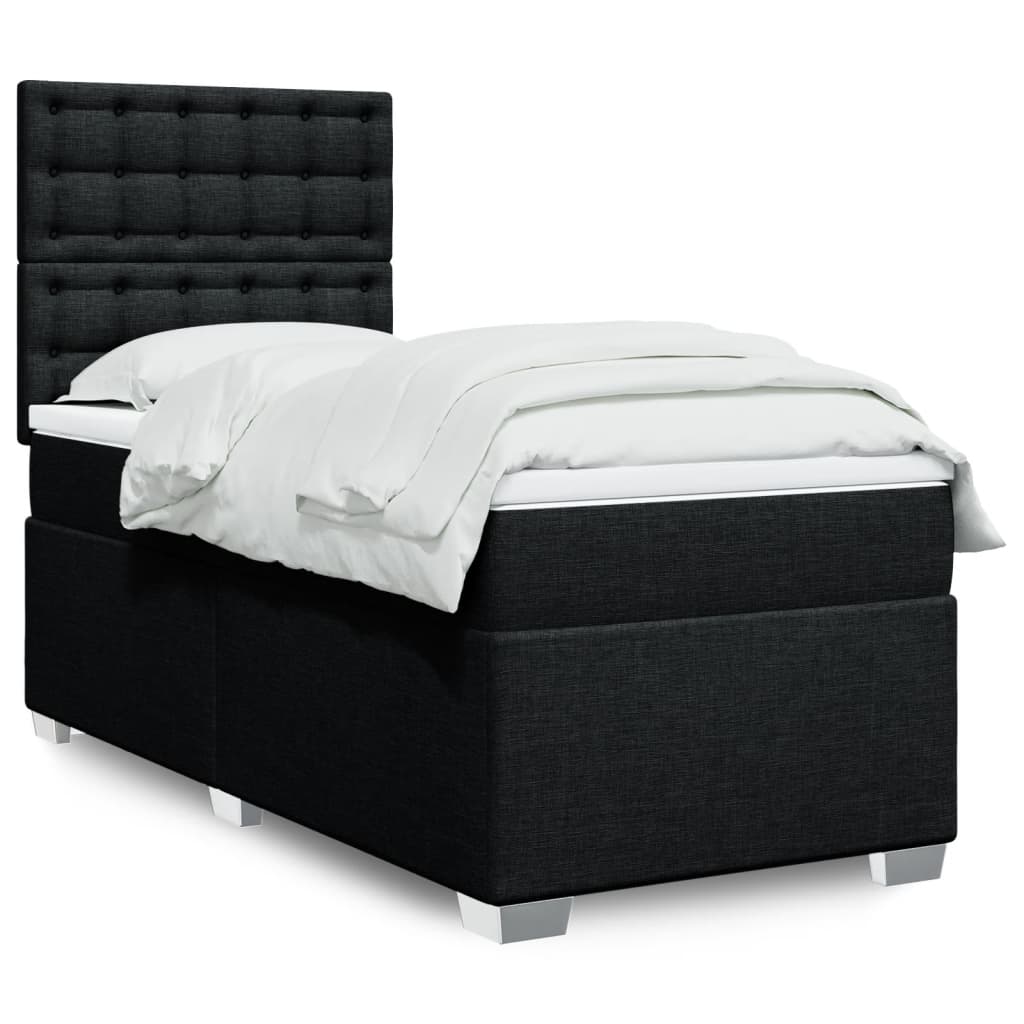 Boxspring met matras stof zwart 90x190 cm is nu te koop bij PeponiXL, paradijselijk wonen!