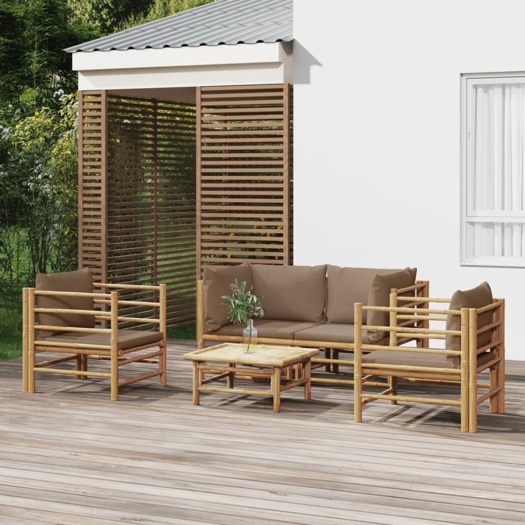 5-delige Loungeset met kussens bamboe taupe is nu te koop bij PeponiXL, paradijselijk wonen!