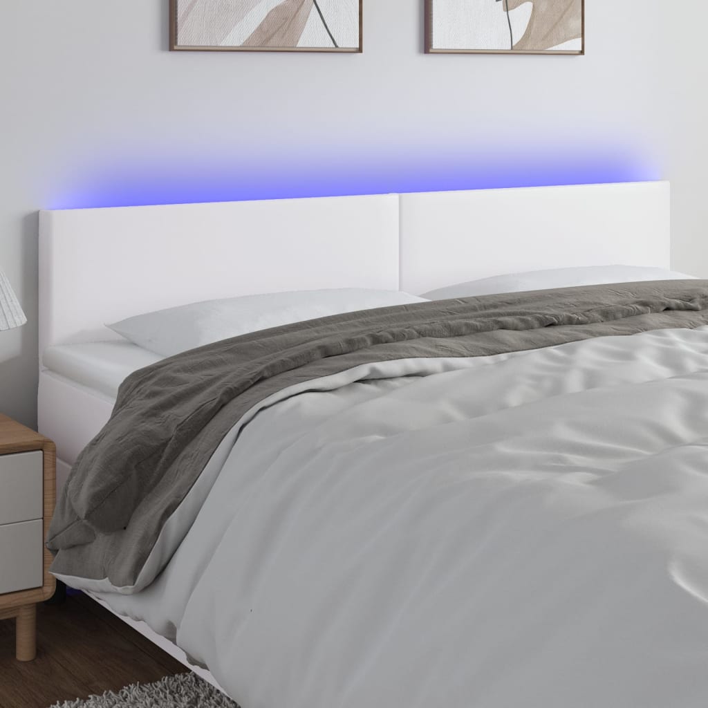 Hoofdbord LED 180x5x78/88 cm kunstleer wit is nu te koop bij PeponiXL, paradijselijk wonen!