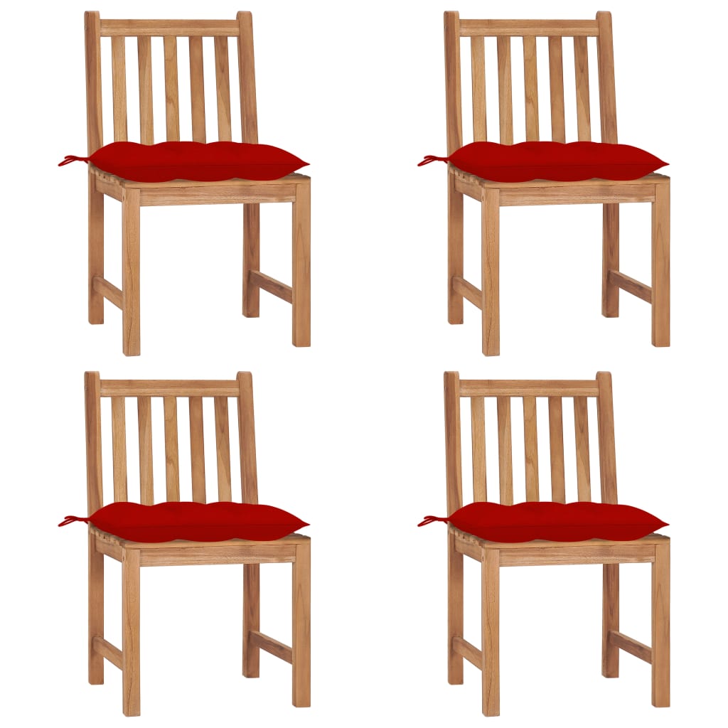 Tuinstoelen 4 st met kussens massief teakhout is nu te koop bij PeponiXL, paradijselijk wonen!