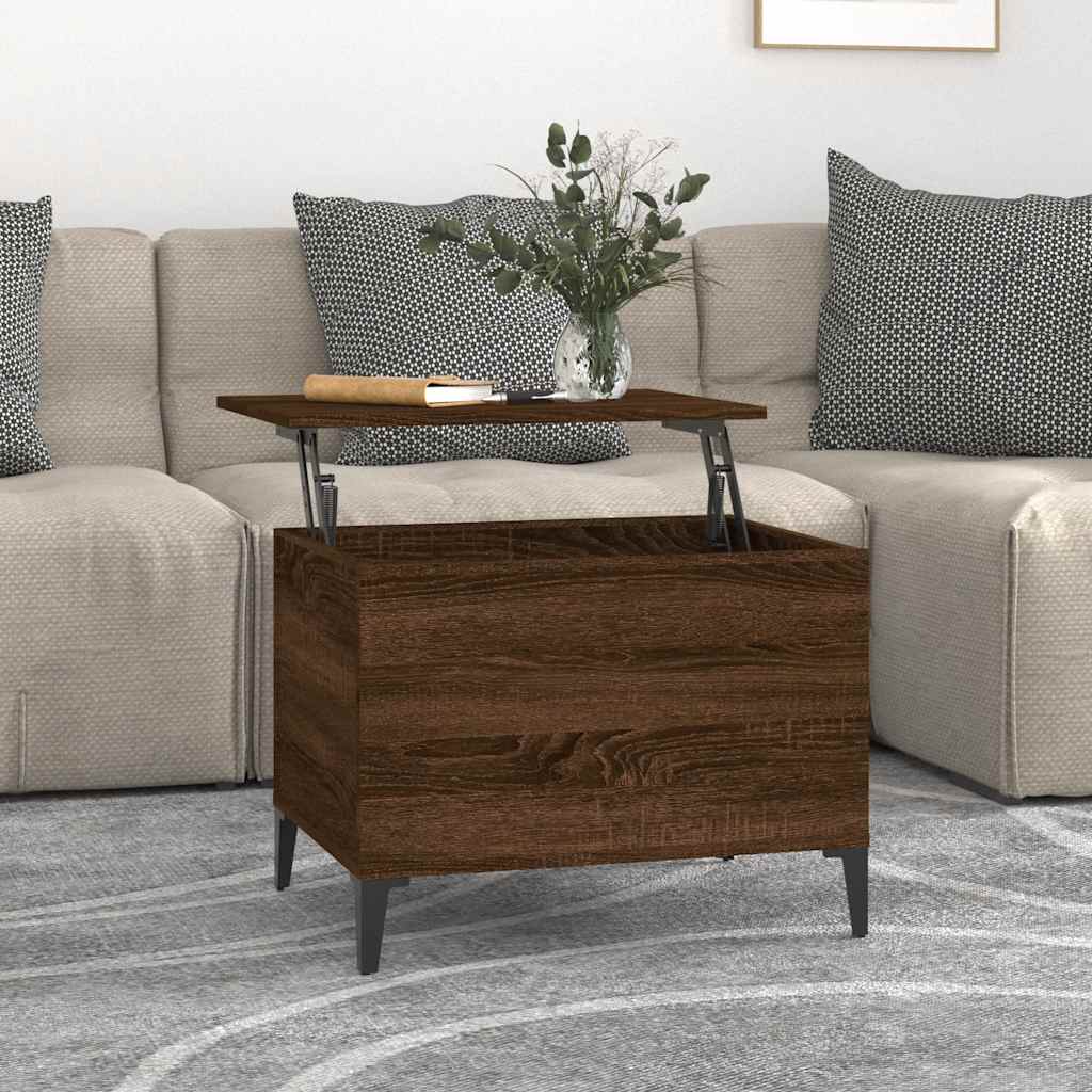Salontafel 60x44,5x45 cm bewerkt hout bruin eikenkleur is nu te koop bij PeponiXL, paradijselijk wonen!