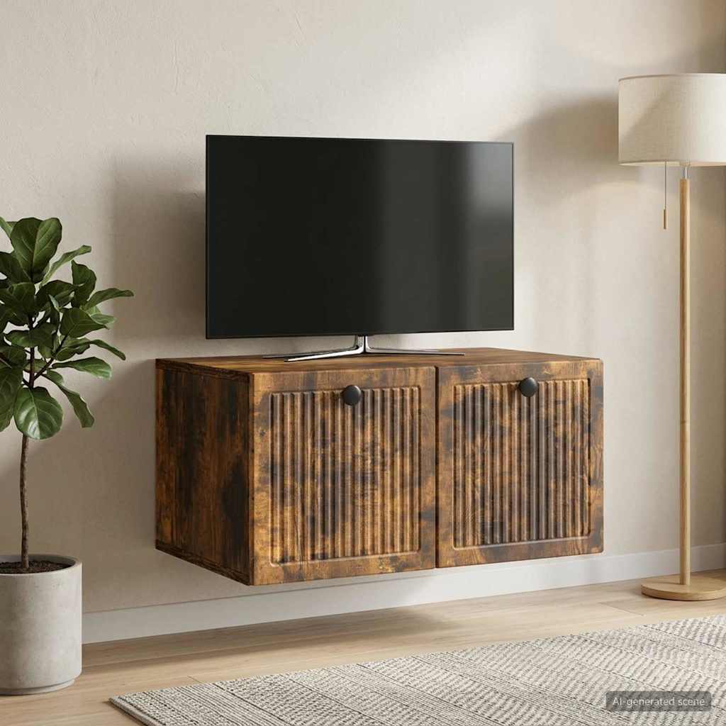 Wandbeugel TV-kast Gerookt eiken 59,5 x 41 x 30 cm Bewerkt hout is nu te koop bij PeponiXL, paradijselijk wonen!