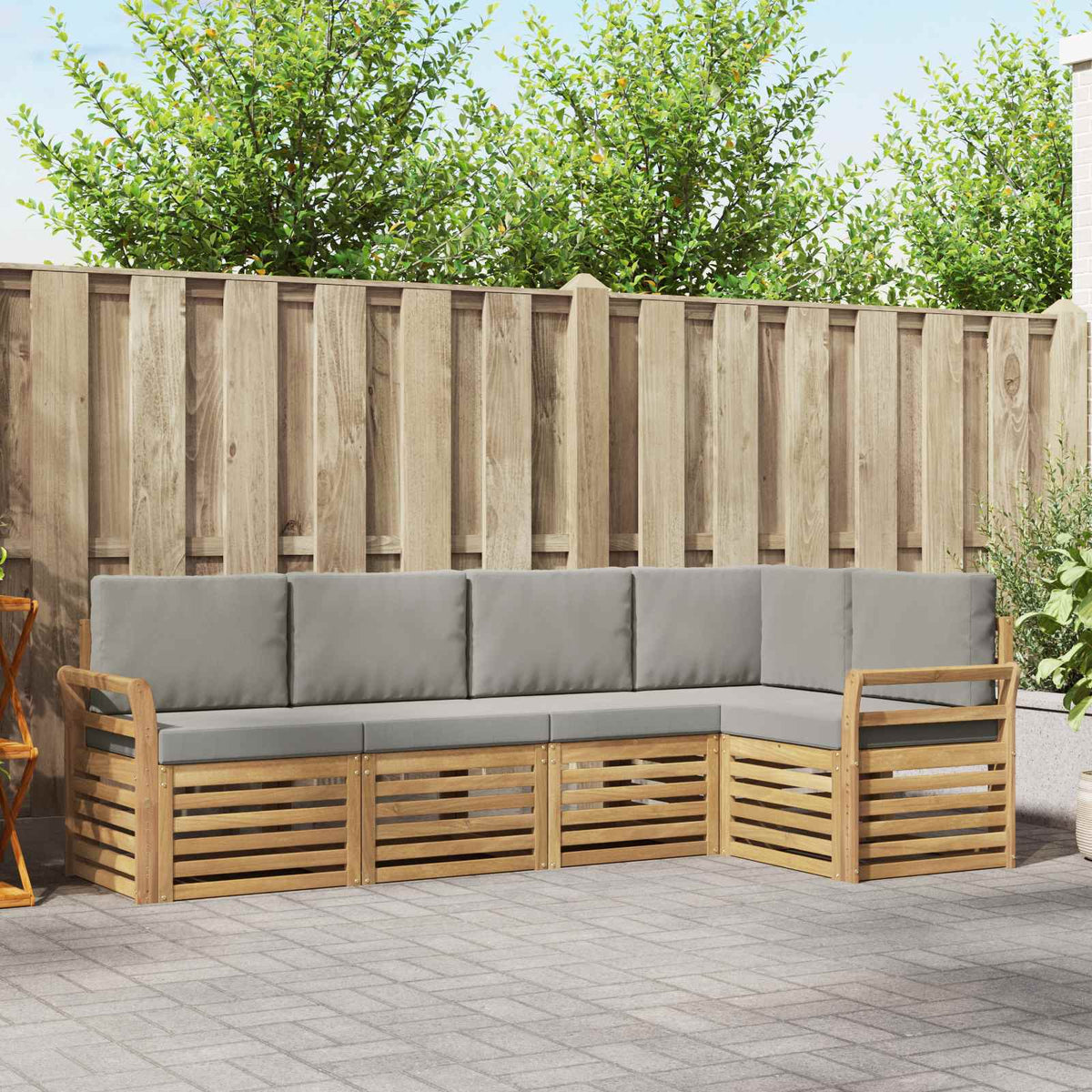 Buiten bankenset 5 pcs Wit en Lichtgrijs 249 x 130,5 x 73 cm is nu te koop bij PeponiXL, paradijselijk wonen!