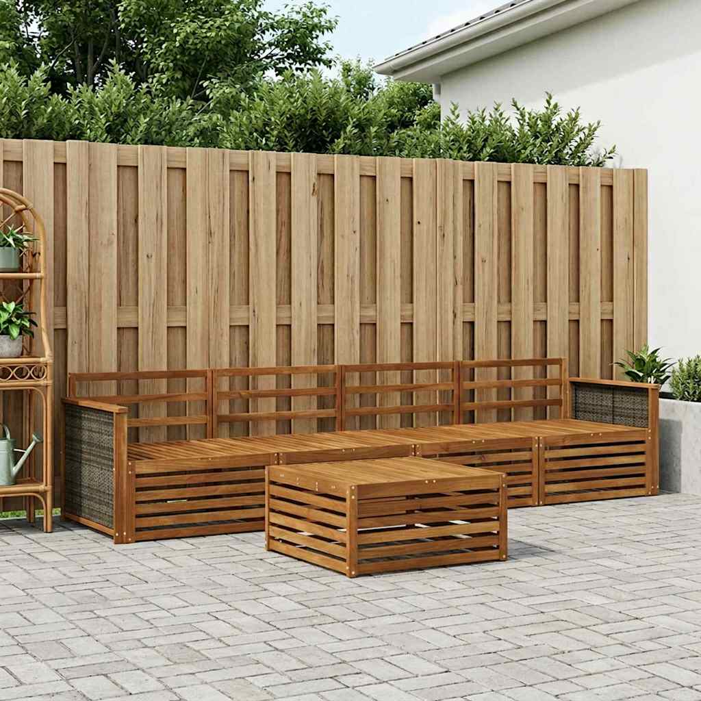 Buiten bankenset 5 pcs Naturel Massief Acaciahout is nu te koop bij PeponiXL, paradijselijk wonen!