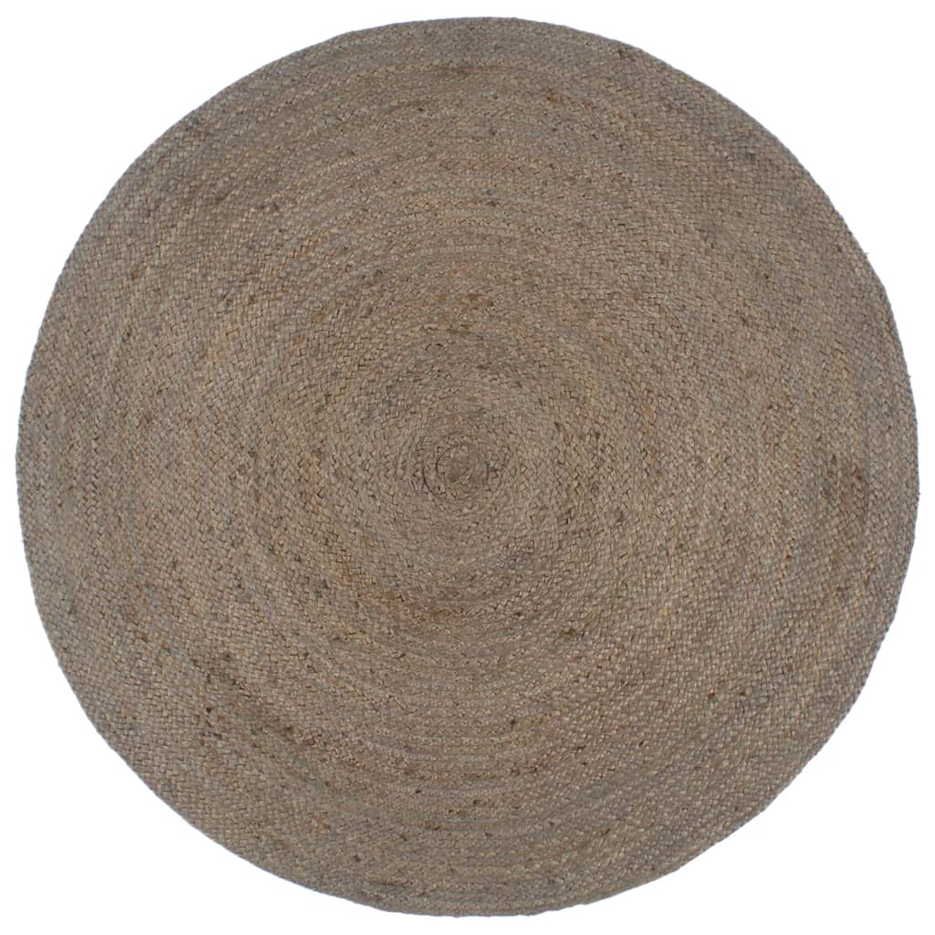 Vloerkleed handgemaakt rond 210 cm jute grijs is nu te koop bij PeponiXL, paradijselijk wonen!