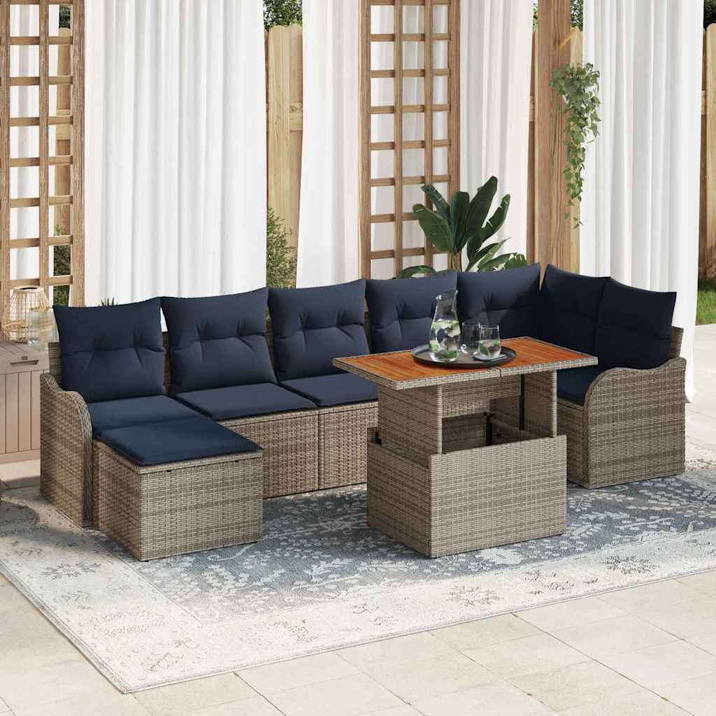 Tuin Sofa Set 8 st grijs en marineblauw is nu te koop bij PeponiXL, paradijselijk wonen!