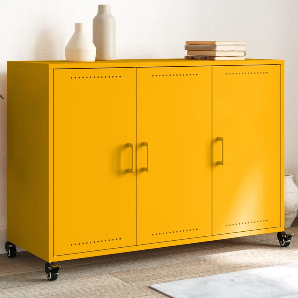 Dressoir 100,5x39x72 cm staal mosterdgeel is nu te koop bij PeponiXL, paradijselijk wonen!