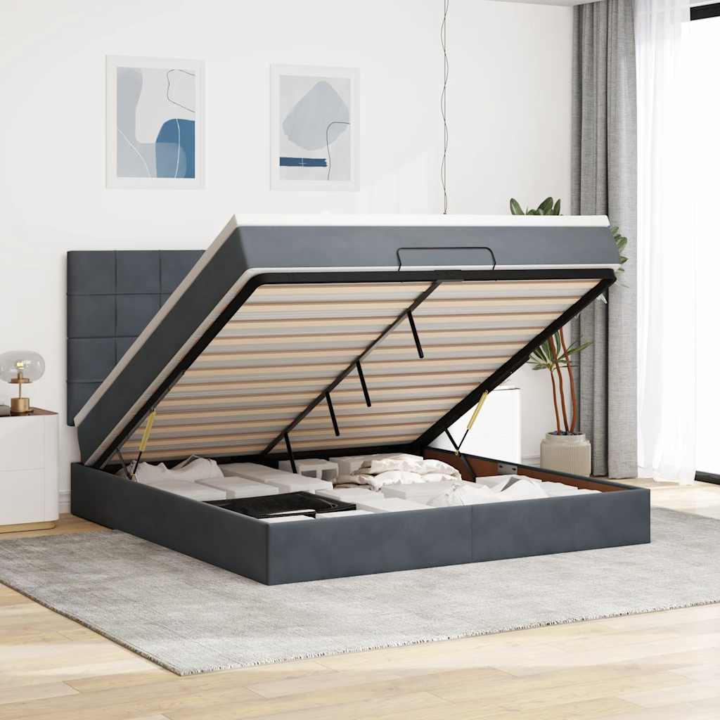 Ottoman bed met matrassen en LED's 180x200cm fluweel is nu te koop bij PeponiXL, paradijselijk wonen!