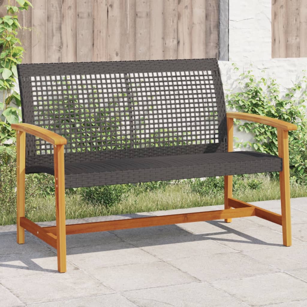 Tuinbank 112 cm poly rattan en acaciahout zwart is nu te koop bij PeponiXL, paradijselijk wonen!