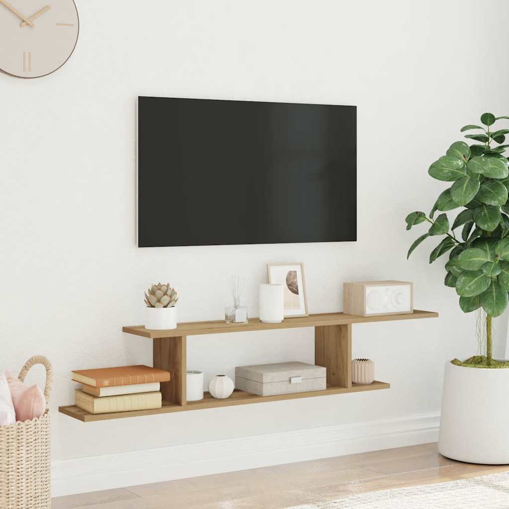 Tv-wandschap 125x18x23 cm bewerkt hout artisanaal eikenkleurig is nu te koop bij PeponiXL, paradijselijk wonen!