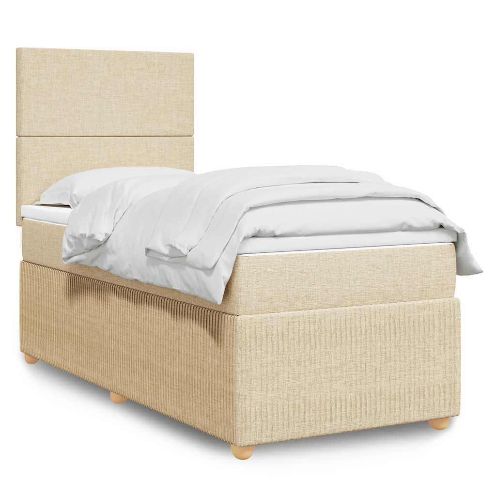Boxspring met matras stof crèmekleurig 100x200 cm is nu te koop bij PeponiXL, paradijselijk wonen!