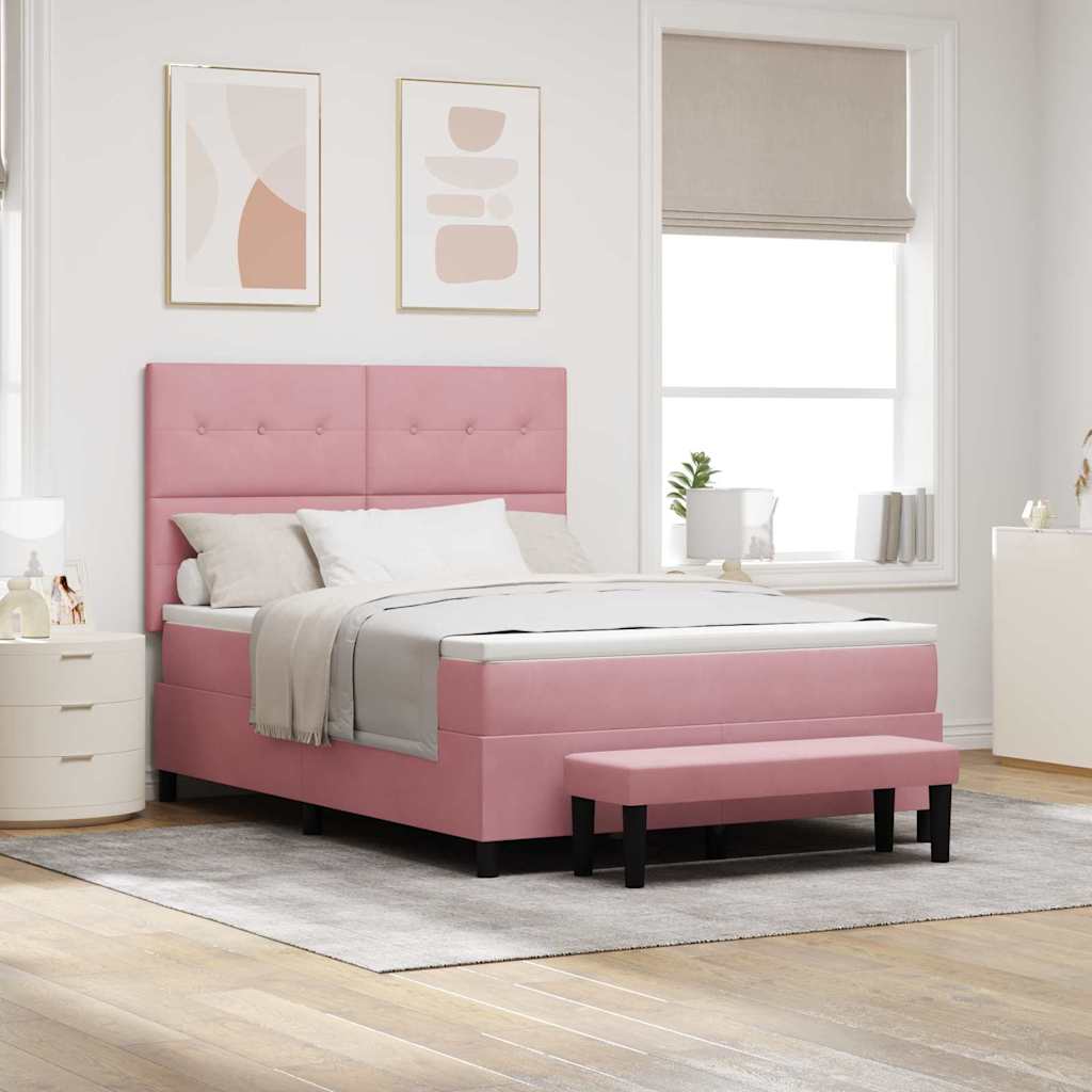 Boxspring bed met hoofdeinde Roze 200 x 160 cm Fluweel is nu te koop bij PeponiXL, paradijselijk wonen!