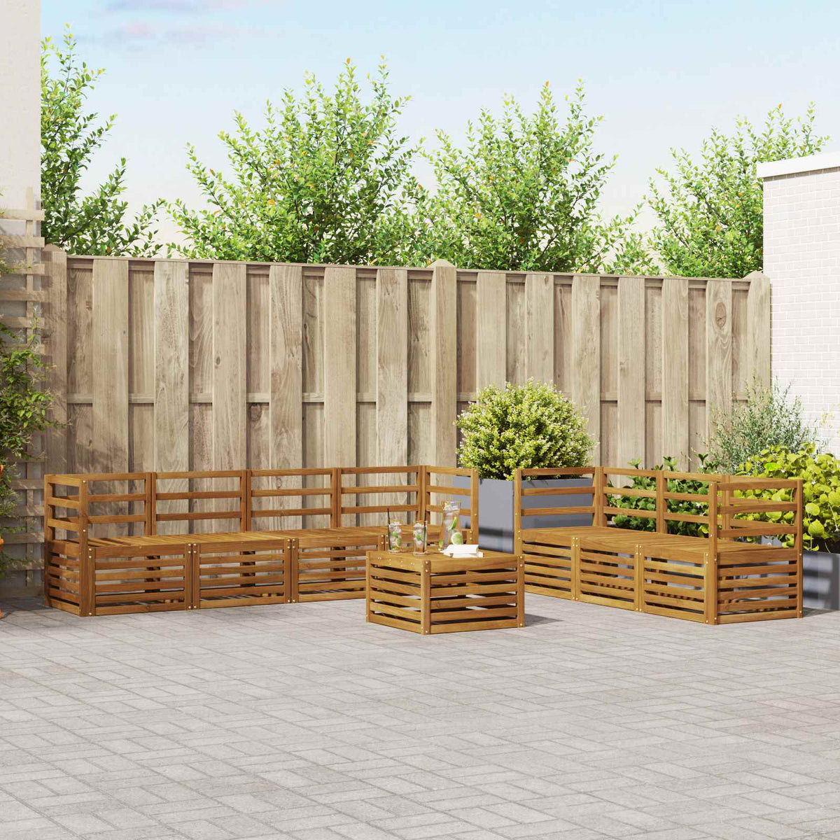 Sofa-Sets 8 pcs Naturel Massief Acaciahout is nu te koop bij PeponiXL, paradijselijk wonen!