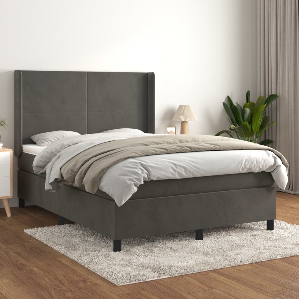 Boxspring met matras fluweel donkergrijs 140x200 cm is nu te koop bij PeponiXL, paradijselijk wonen!