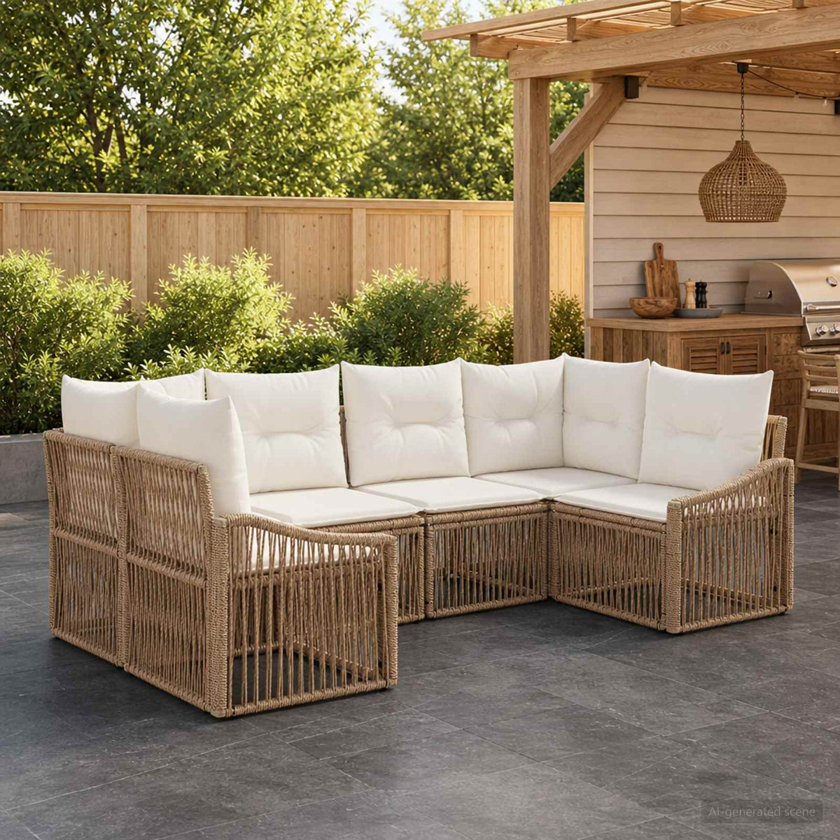 Tuinbankenset 6 st 6-Aantal zitplaatsen Beige poly rattan is nu te koop bij PeponiXL, paradijselijk wonen!