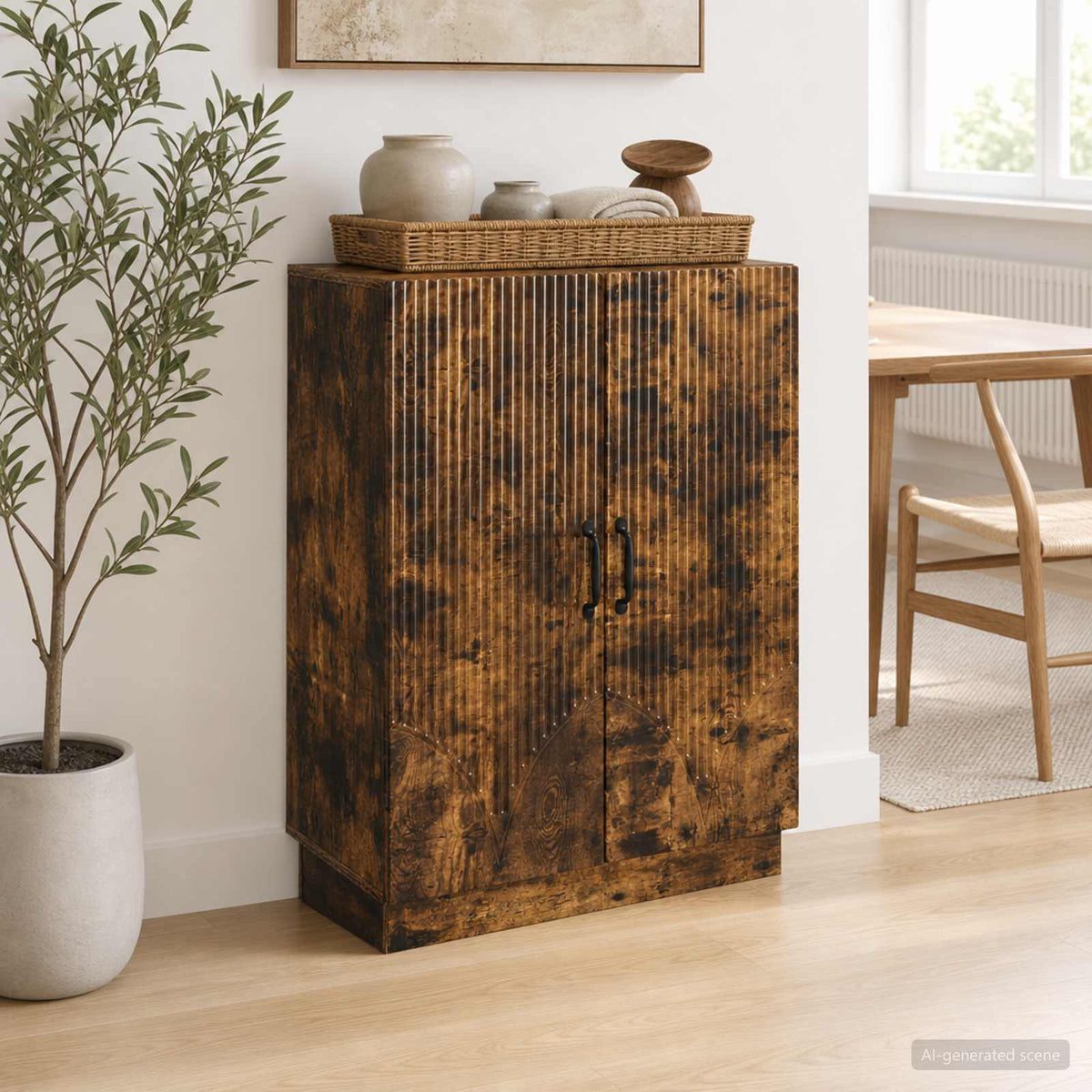 Dressoir Gerookt eiken 66 x 34,5 x 87 cm Bewerkt hout is nu te koop bij PeponiXL, paradijselijk wonen!