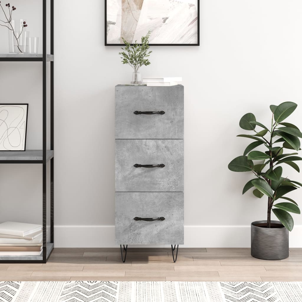 Dressoir 34,5x34x90 cm bewerkt hout betongrijs is nu te koop bij PeponiXL, paradijselijk wonen!