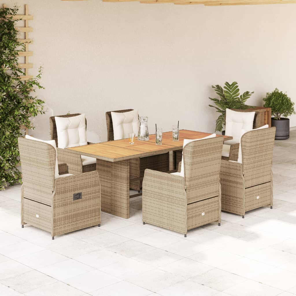 7-delige Tuinset met kussens poly rattan beige is nu te koop bij PeponiXL, paradijselijk wonen!