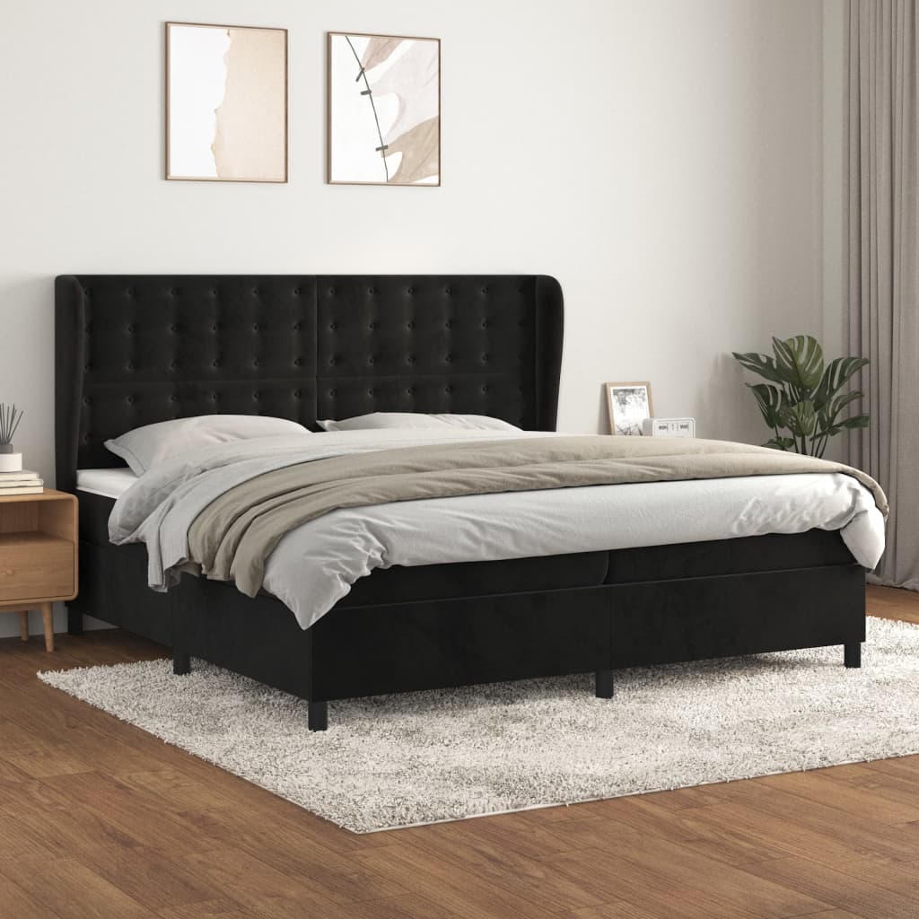 Boxspring met matras fluweel zwart 200x200 cm is nu te koop bij PeponiXL, paradijselijk wonen!