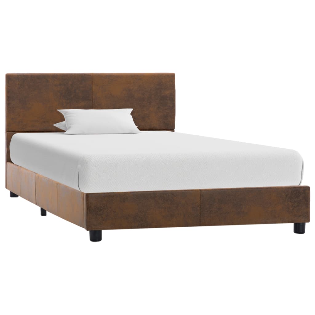 Bedframe kunstsuède bruin 100x200 cm is nu te koop bij PeponiXL, paradijselijk wonen!