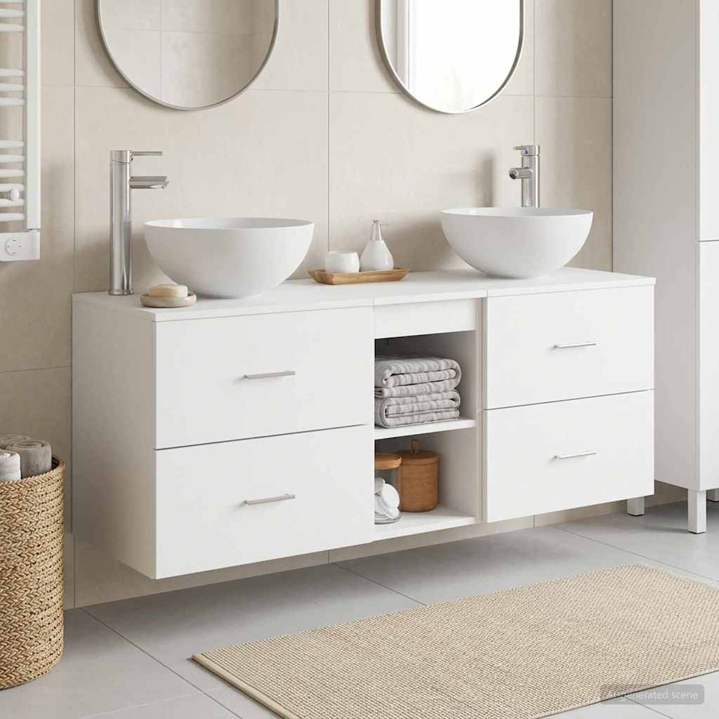 Badkamerkastenset 3 st Wit 49,5 x 35 x 63 cm Bewerkt hout is nu te koop bij PeponiXL, paradijselijk wonen!