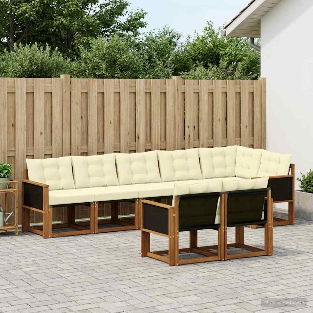 Buiten bankenset met kussen 8 pcs Natuurlijk en Crème is nu te koop bij PeponiXL, paradijselijk wonen!